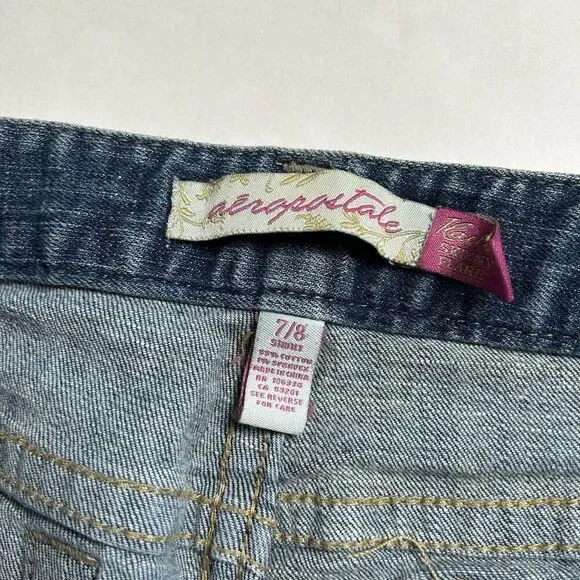 Women’s Aeropostale Hailey Skinny Flare Size 7/8 Short Blue Jeans - Picture 4 of 8